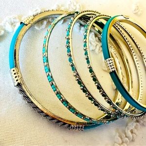 Silver and turquoise bangles set